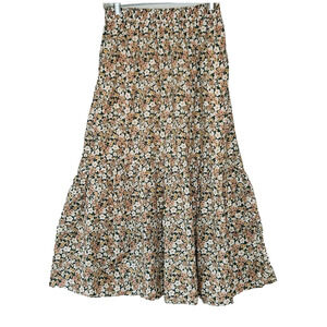 Uniqlo x Paul & Joe Floral Tiered Skirt M Boho Peasant Midi Festival Cottage